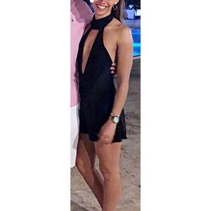 Low cut around the neck romper